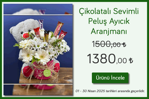 Burdur Çiçekçi, Çikolatalı Sevimli Peluş Ayıcık Aranjmanı Nisan ayı kampanyası